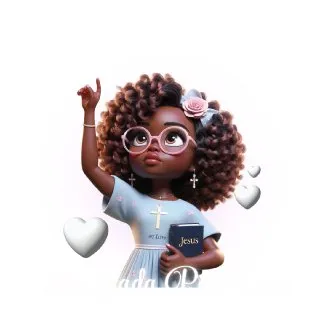 Personagem feminina cristã com Bíblia