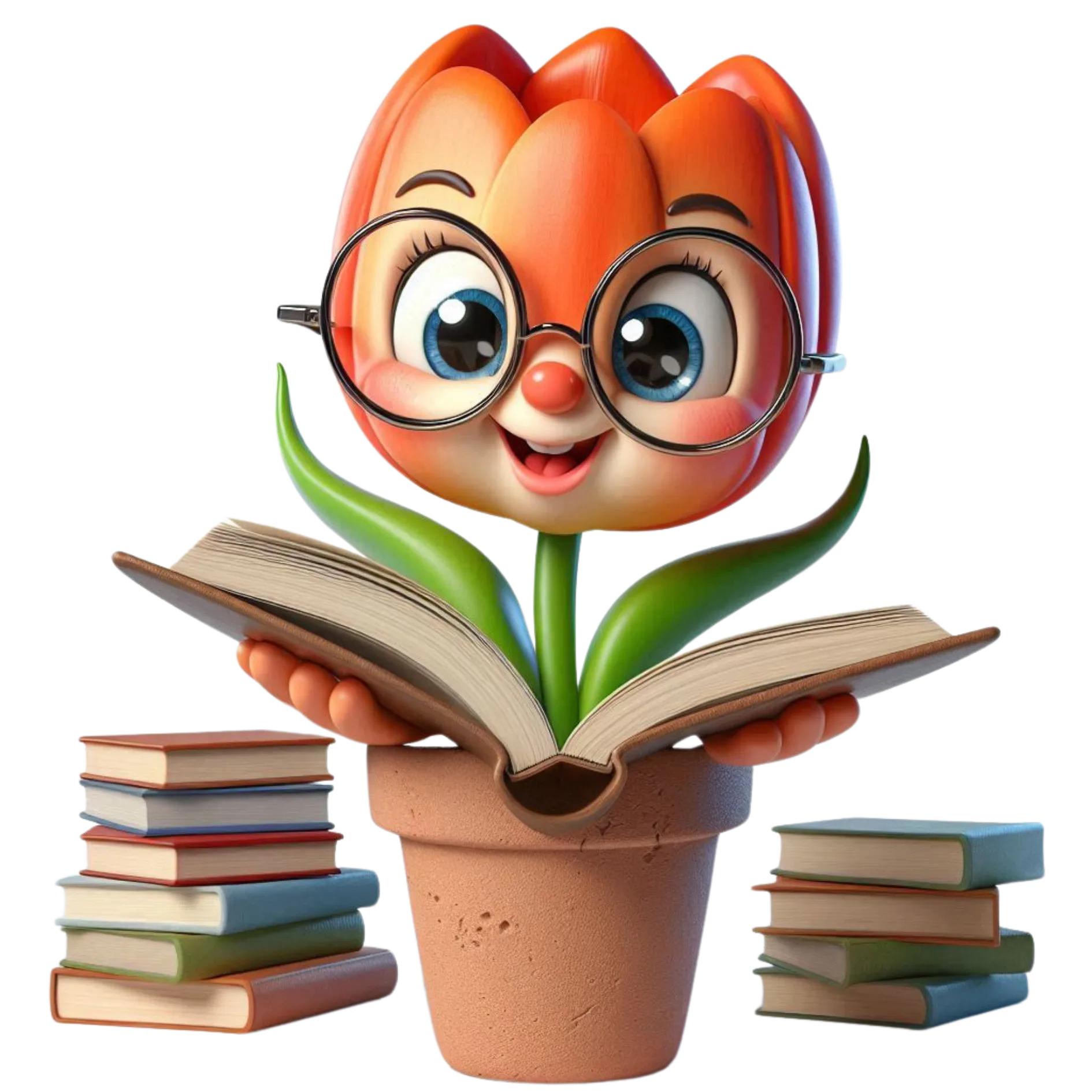 Flor ilustrada com livros para decorar o Story
